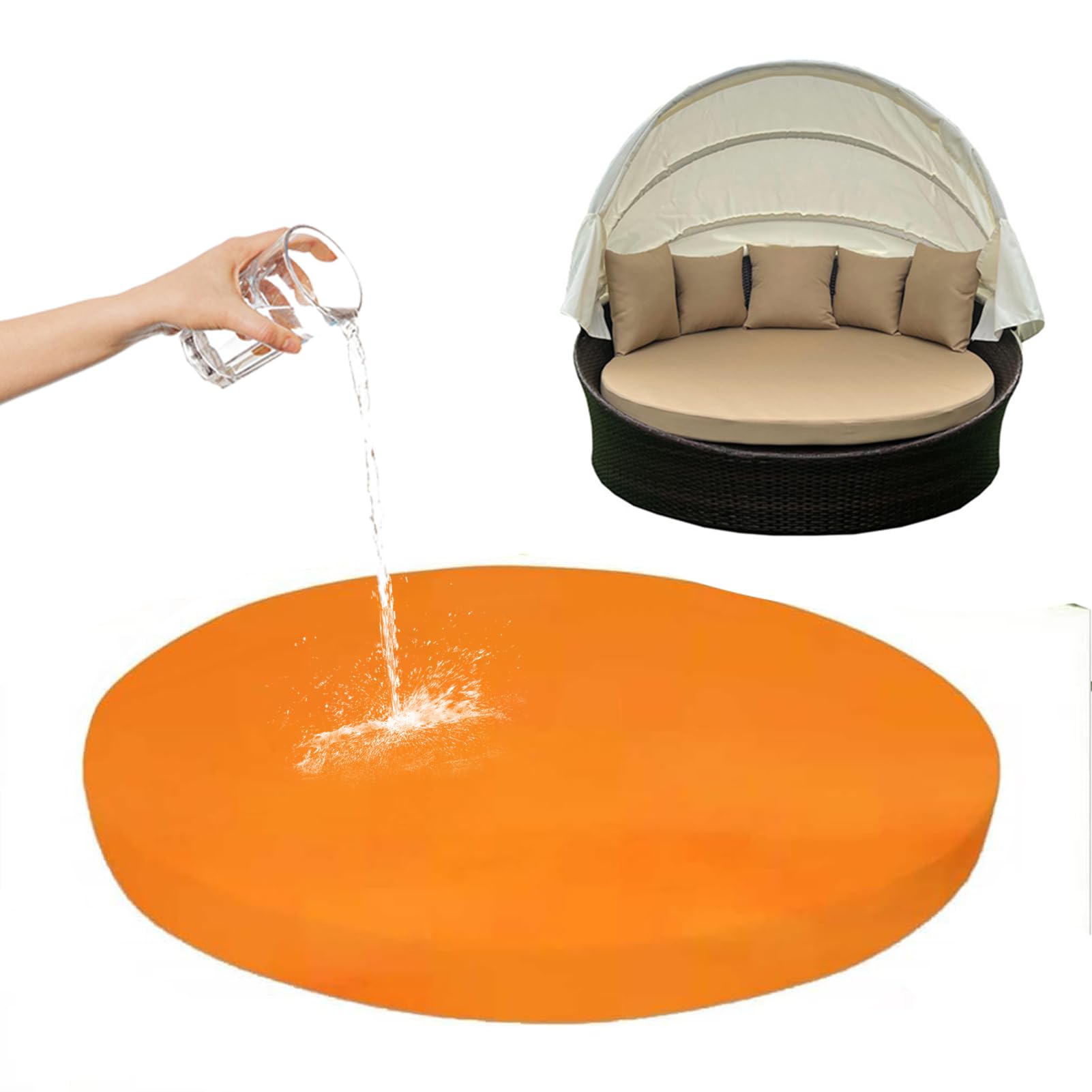 Coprimaterasso rotondo impermeabile per lettino da esterno di ricambio per patio in pelliccia Sun Lo solo copertura per lettino prendisole in vibrante