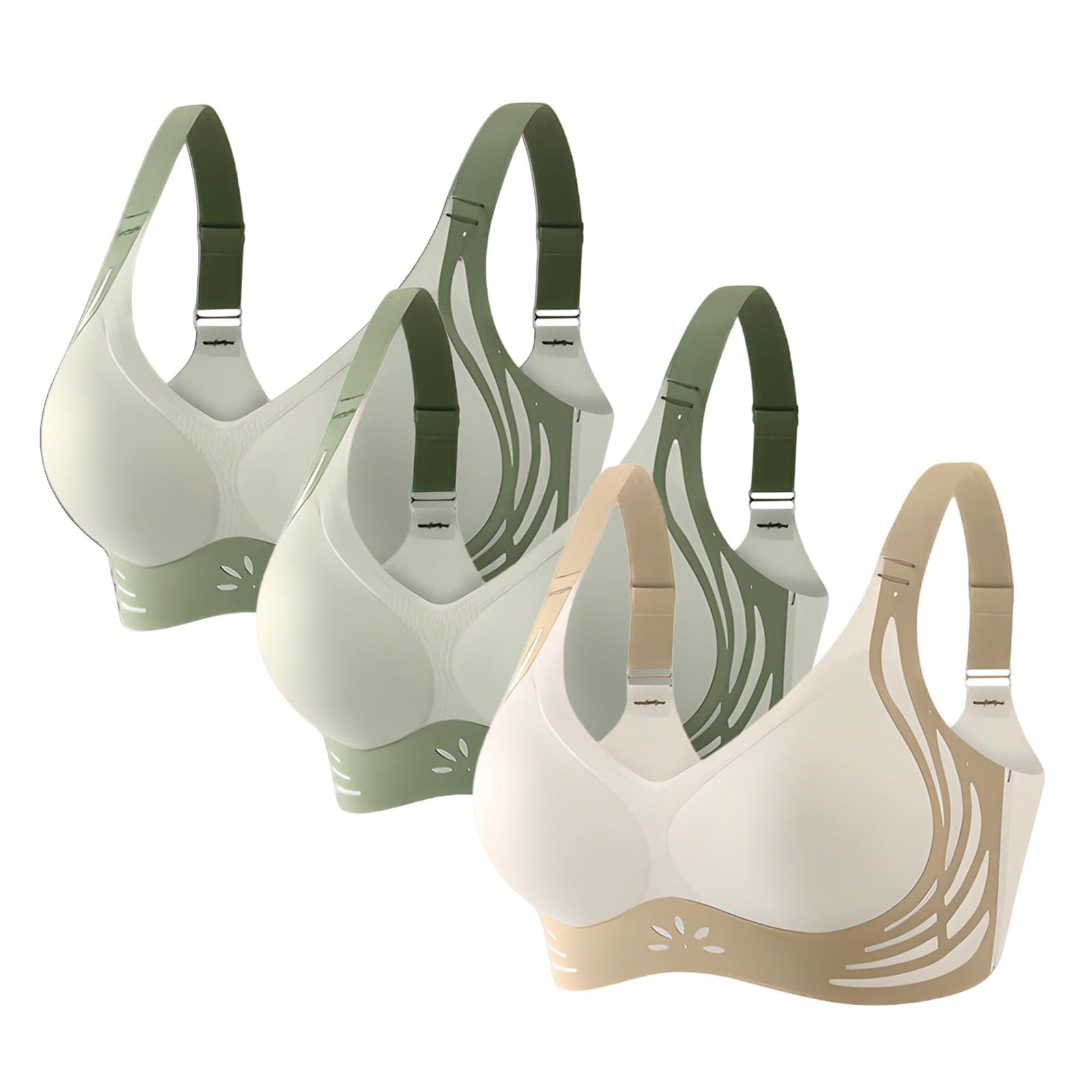 Biustonosze plus size dla kobiet UK Push Up Obwisłe piersi 3 szt. Bezszwowe, bezszwowe podparcie pleców z fiszbinami Podnoszenie bez fiszbin Biustonosz damski Freeolder Komfort na co dzień Duży biust