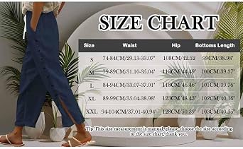 Capri Pants for Women Casual Summer Linen Beach Lounge Pants Straight Wied Leg Vacation Trousers with Pockets