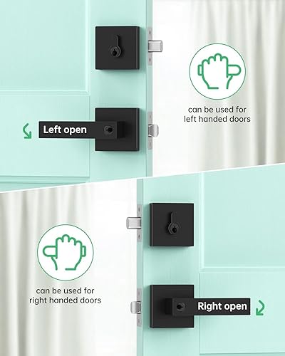 Miniatura 3 de NUTOMO Manija de cerradura de puerta para puerta delantera, juego de cerradura de puerta interior y exterior de alta resistencia con pestillo para