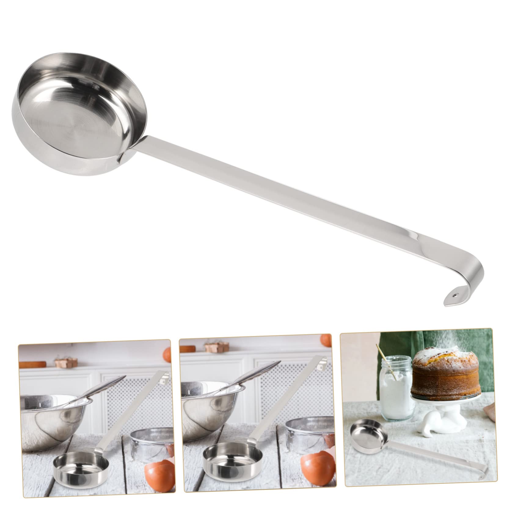 ULTECHNOVO 4 Stück Pizzasoßenlöffel Pizzalöffel Rustikales Messen Servieren Kleine Löffel Schöpfkelle Mit Flachem Boden Pizzapaddel Zum Backen Schöpfkellen Multifunktional