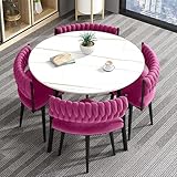 Moderno juego de mesa de comedor redonda de 5 piezas para 4 personas, elegantes sillas de color madera, ideal para sala de estar, oficina, cocina y recepción, diseño minimalista de muebles grises