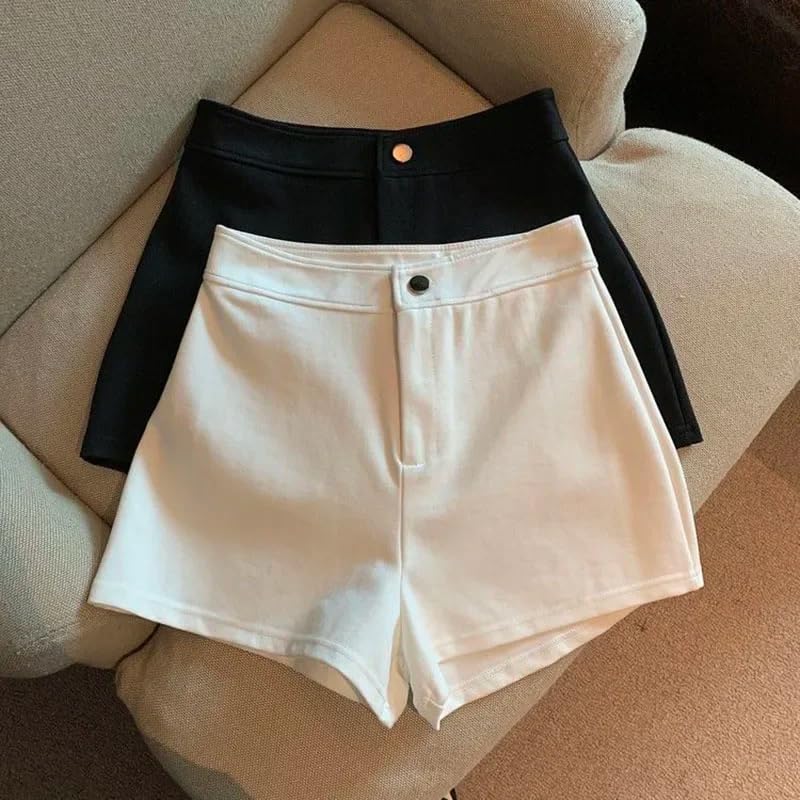 Pantalones cortos casuales de cintura alta para mujer, primavera y verano, White1, S