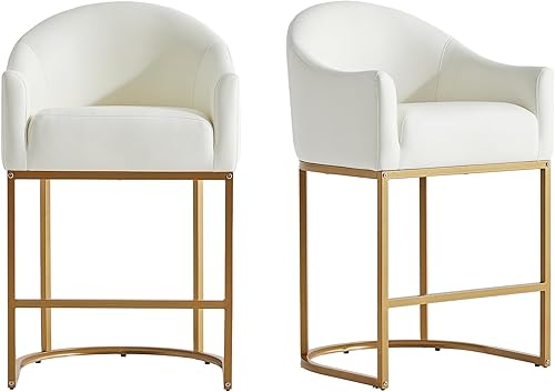 Juego de 2 taburetes de bar de altura de mostrador, modernos taburetes de bar tapizados de piel sintética con respaldo, sillas de isla de cocina de