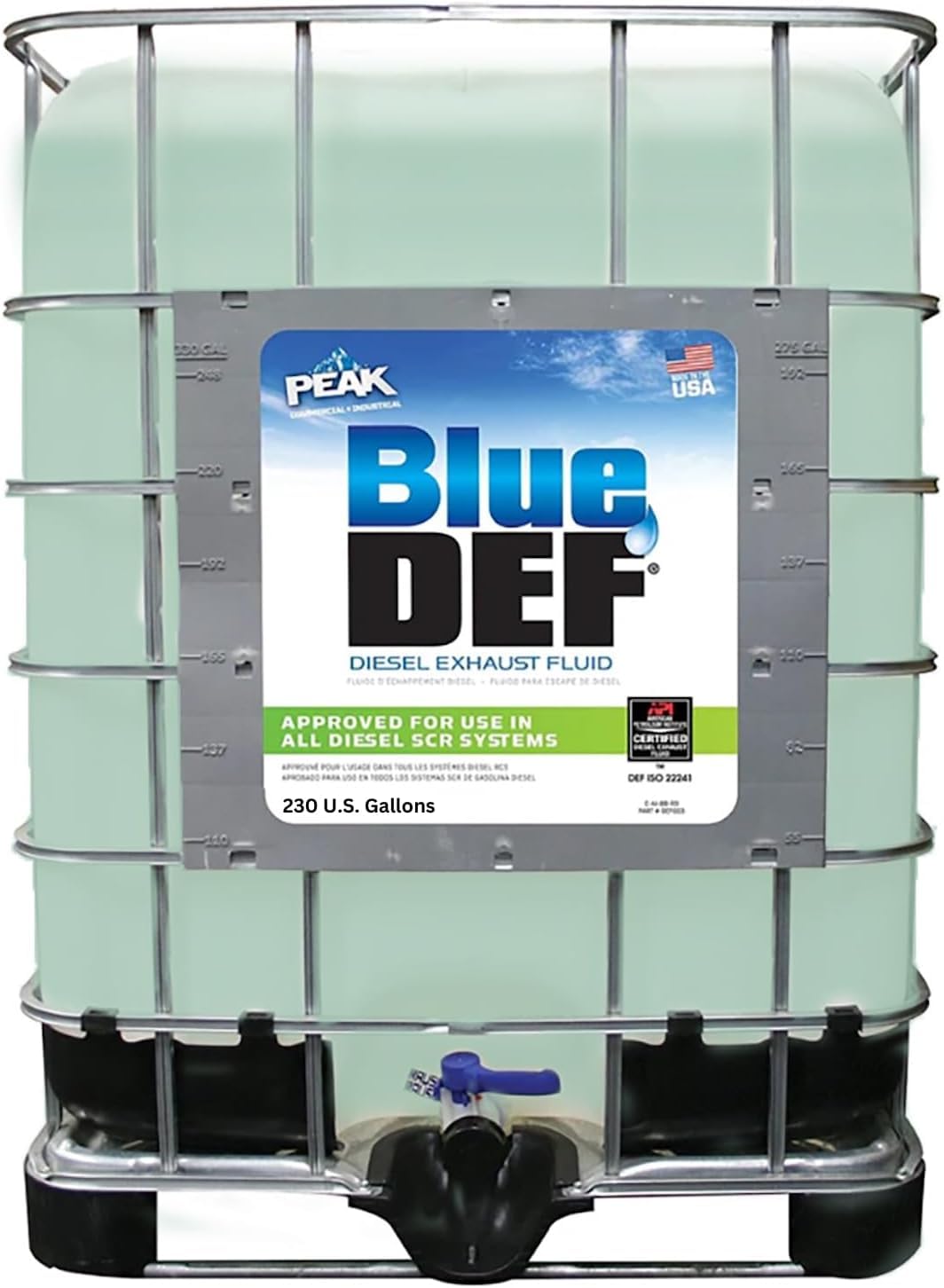 Pre-Filled Premium BlueDEF Diesel Exhaust Fluid Tote - 200 Gallons of BlueDEF Fluid