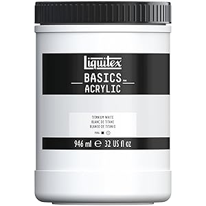 Liquitex 8870353 Basics – Pittura acrilica, Pigmenti per artisti monopigmentati, Resistente alla luce, durevole nel tempo, Finitura satinata, Vaso da 946 ml – Bianco Di Titanio