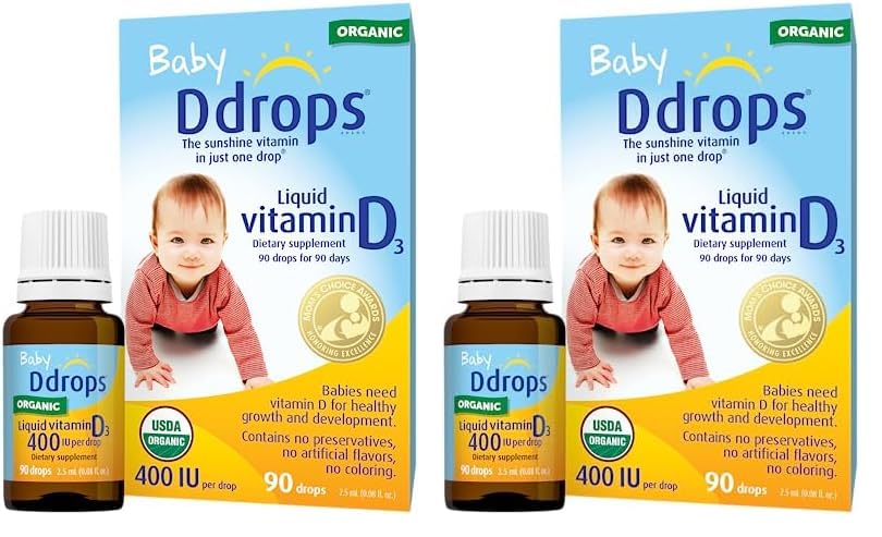 Image of Baby Ddrops® 400 IU 90 Drops (0.08 Fl Oz) - Liquid Vitamin D3 Drops Supplement for Infants (Pack of 2)