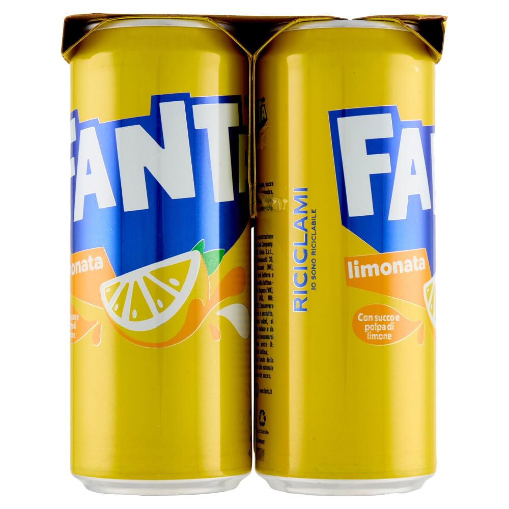 Italian Gourmet Limonata Zitronenlimonade Dosen 48 x 330ml Party Vorrat | Koffeinfrei, mit Zitronensaft; bevanda frizzante analcolica, fresca, Gesamtnettogewicht 15,84 L + Kostenlos Polpa 400g