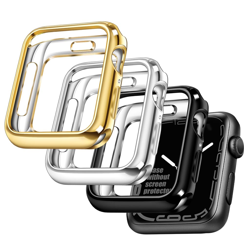 top4cus 40mm Case Soft Flexible Lightweight Anti-Scratch Overall Protective 40mm Iwatch Waterproof Cover Case Shiny Workout Shockproof Bumper Compatible with Apple Watch Series 6/SE/5/4 - Gold — view 35