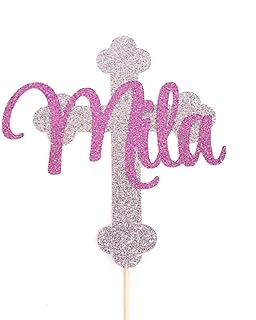 Atelier Elegance Custom Name Cake Topper, God Bless Cake Topper, Baptism, First Communion, Cross