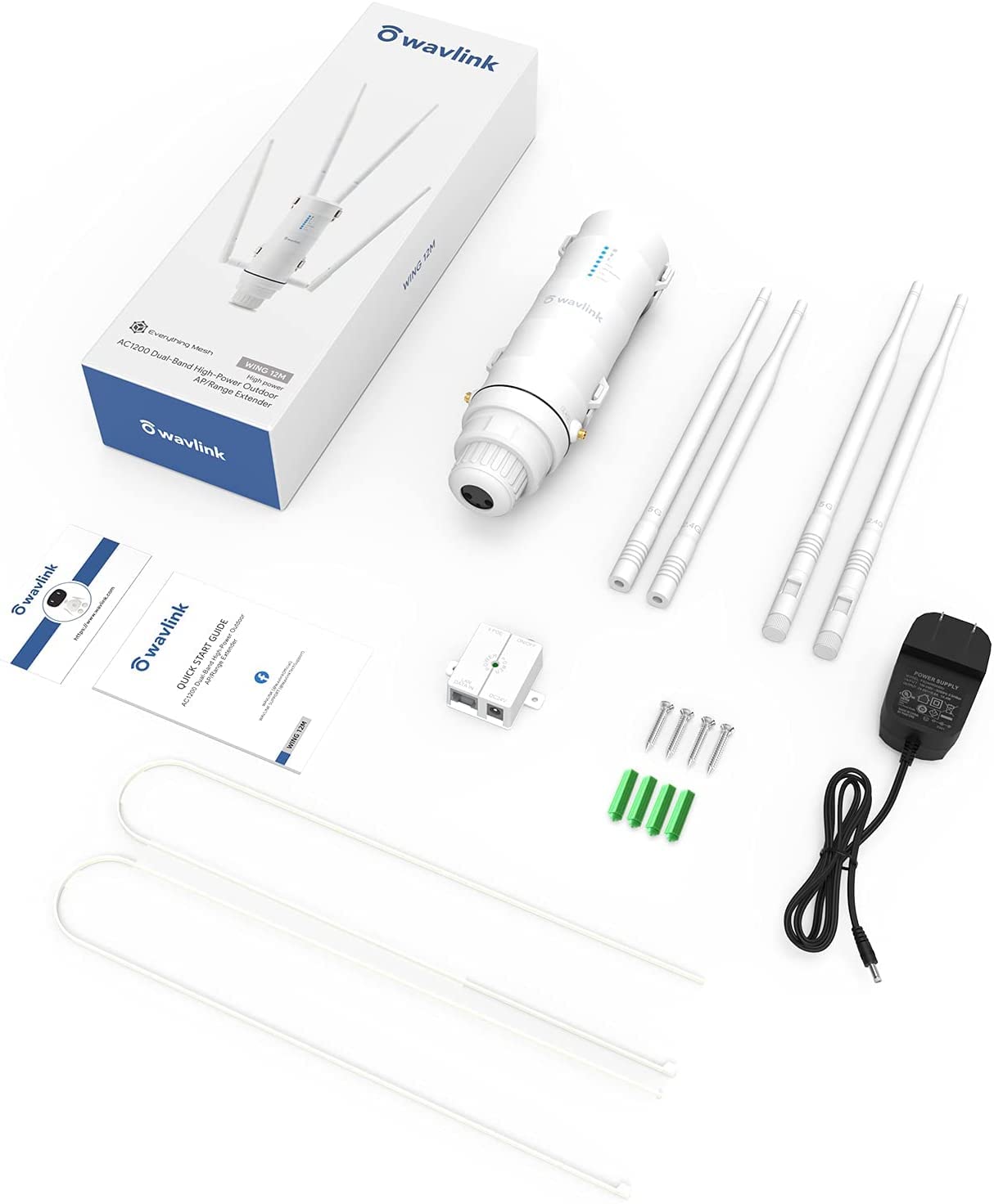 Dual-Band 2.4+5G 1200Mbps Outdoor Access Point Outdoor/Ripetitore WiFi Potente/Wireless Amplificatore WiFi/Mesh WiFi Extender (RJ45, 1xGigabit PoE LAN-Port, 802.11AC, 4 Antenne Esterne, WN572HP3)