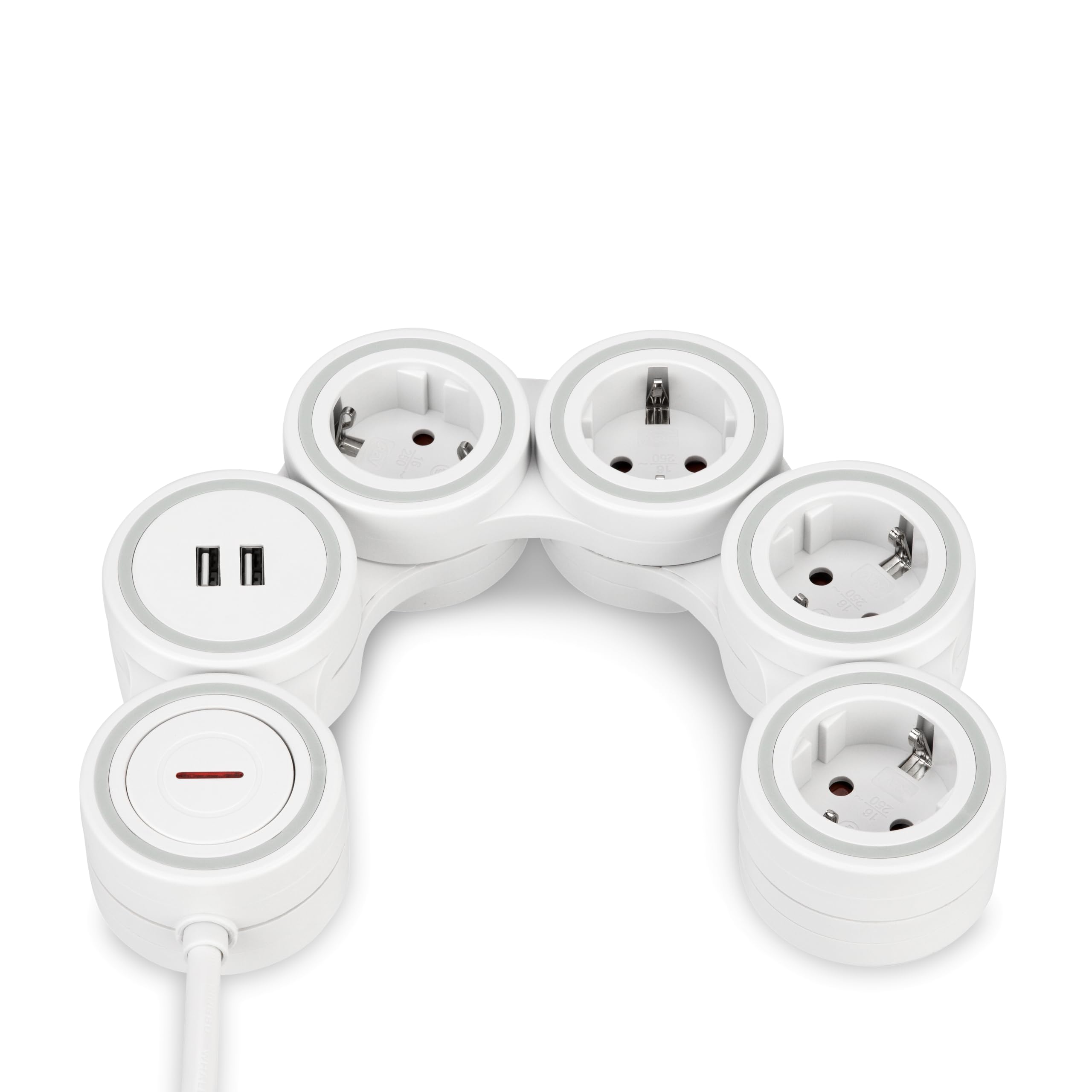 Multiprise flexible de haute qualité REV SupraFlex 4 prises et 2 USB finition blanche - 8
