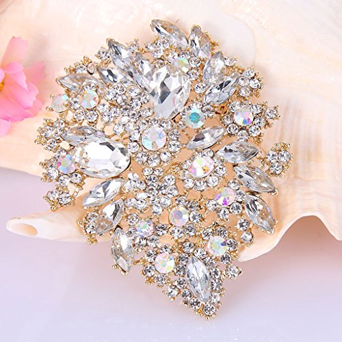 Image of EVER FAITH Women's Austrian Crystal Vintage Style Flower Leaf Cluster Brooch Pendant