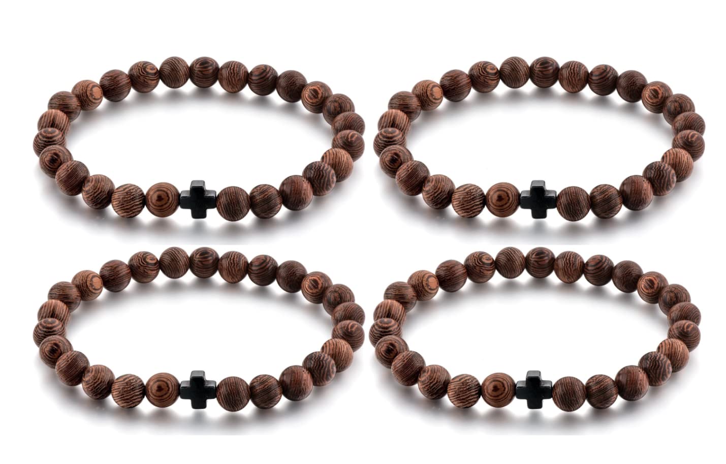 Christian Prayer Beads Bracelet – Wooden Beads & Cross – Multiple Sizes!