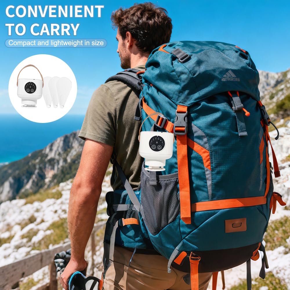 Deckenventilator mit Beleuchtung Camping,Outdoor Kleiner Deckenventilator mit Akku,Camping-Ventilator mit drahtloser Fernbedienung,Leise,USB,Timer,Pavillon Terrasse,Sonnenschirm