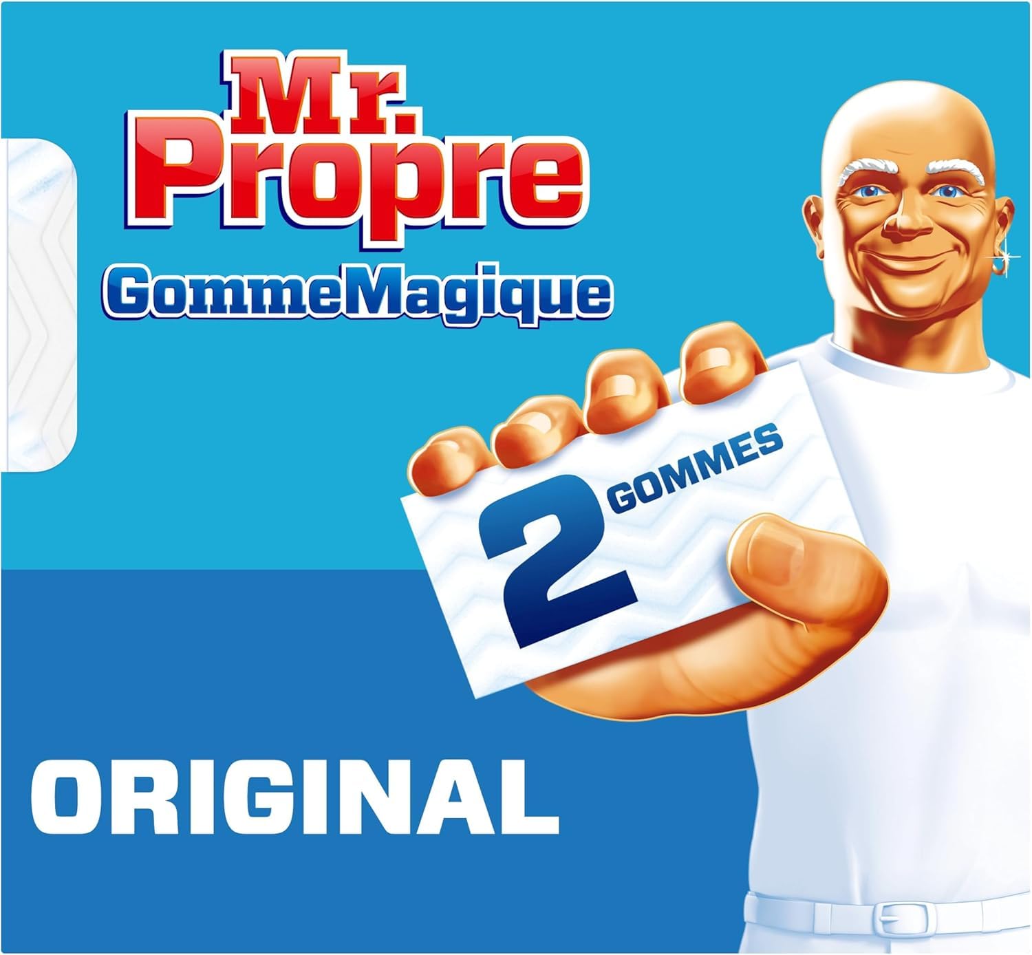 Mr Propre Gomme Magique Originale éponge, Élimine les traces et taches tenaces, Nettoyage toutes surfaces, boîte de 2