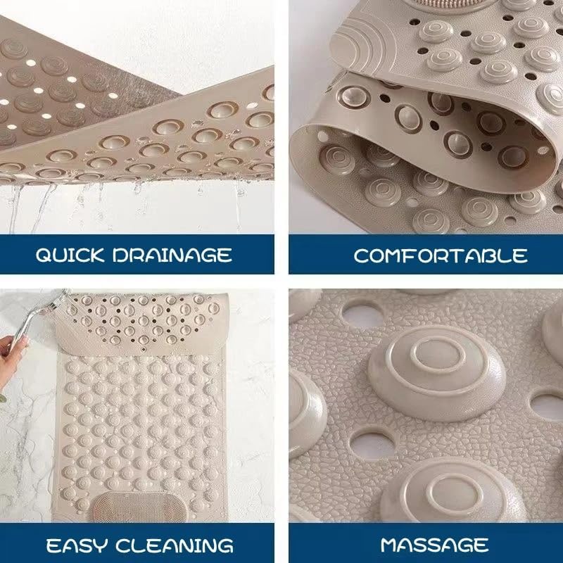 Miniatura 7 de Tapete de ducha antideslizante  Tapete antideslizante para bañera con ventosas  Drenaje rápido y función de masaje de pies  Lavable a máquina y