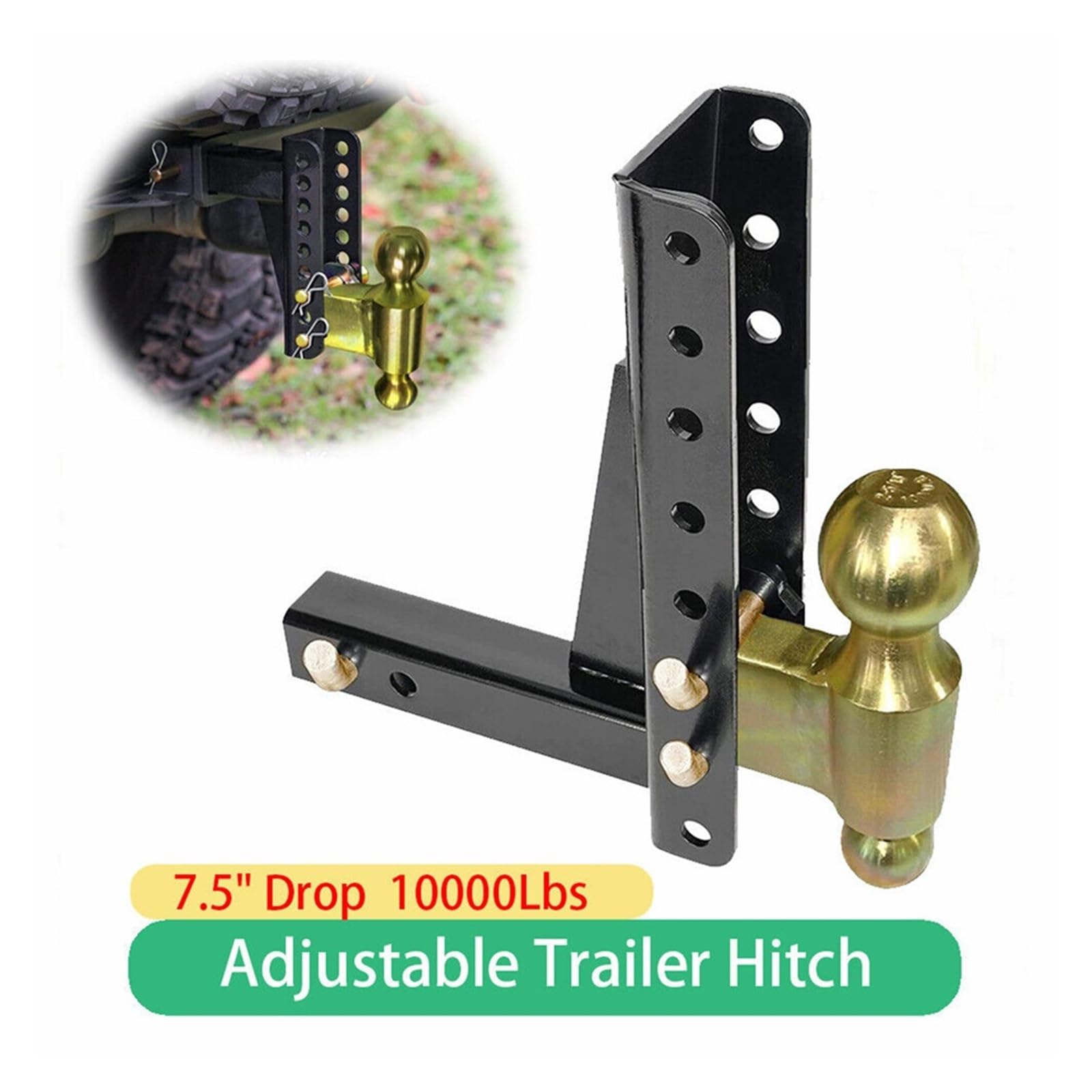Gancio di traino, 10000Lbs 7.5 "Drop Regolabile Con Attacco A Sfera For Rimorchio Traino 2-5/16" Rise Channel-Style RV Parts Camper Caravan Accessorie