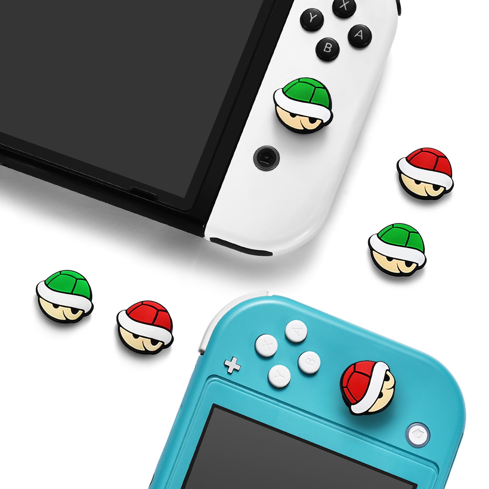 Capuchon pour Joystick Switch Compatible avec Manette Switch/OLED/Lite Accessoires, Capuchon Mignon de Protection Joystick en Silicone, 4 Pièces - Vert & Rouge