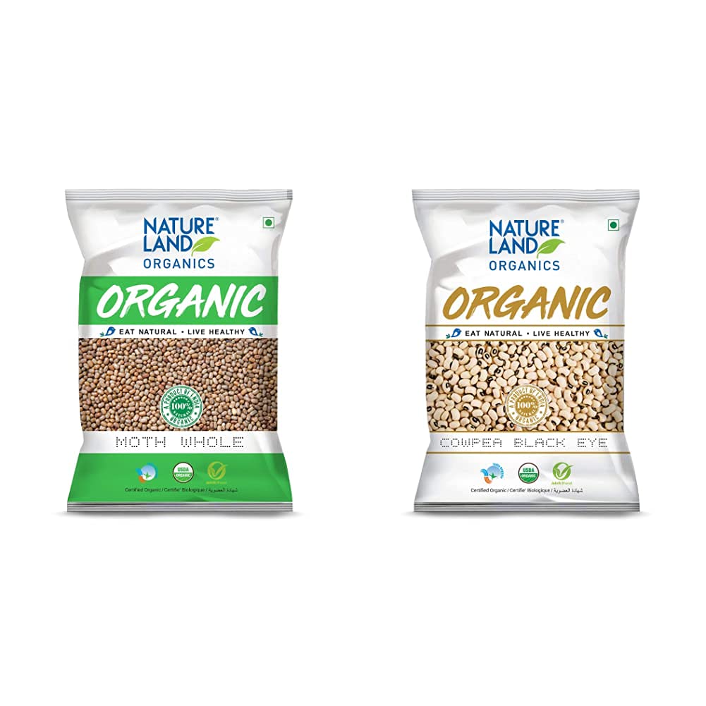 Natureland Organics Moth Whole Pouch, 1 kg & Natureland Organics Cowpea Black Eye/Lobia Pouch, 1 kg (B093FYDH6L) Amazon Price History, Amazon Price Tracker