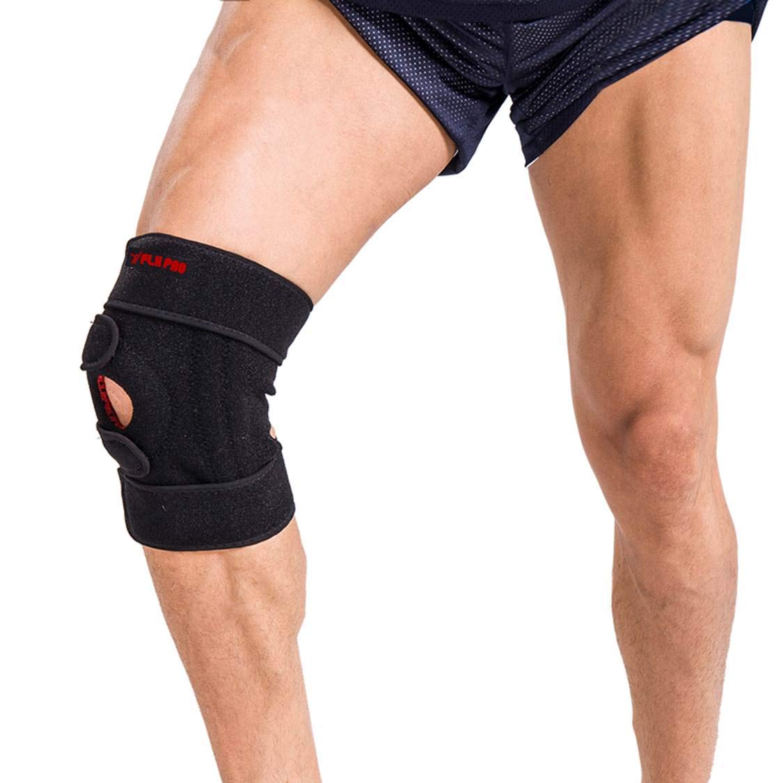 Knee Brace Support Compression Wrap Sleeve Patella Stabilizer 4 Strap Flexible Adjustable for Arthritis Tendonitis Pain, Meniscus Tear ACL LCL MCL Sprain Injury ML & Plus Size 1X-3X (Man Men Women)