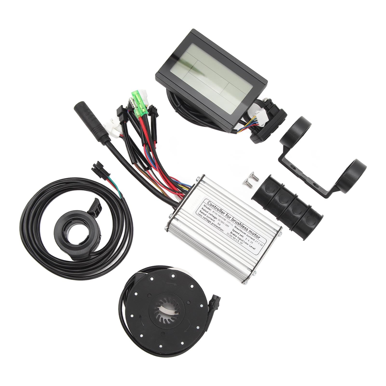 UMDHAYI do zestawu do konwersji roweru na elektryczny, kontroler sinusoidalny 17A, wyświetlacz LCD3U, przepustnica kciukowa, czujnik wspomagania mocy