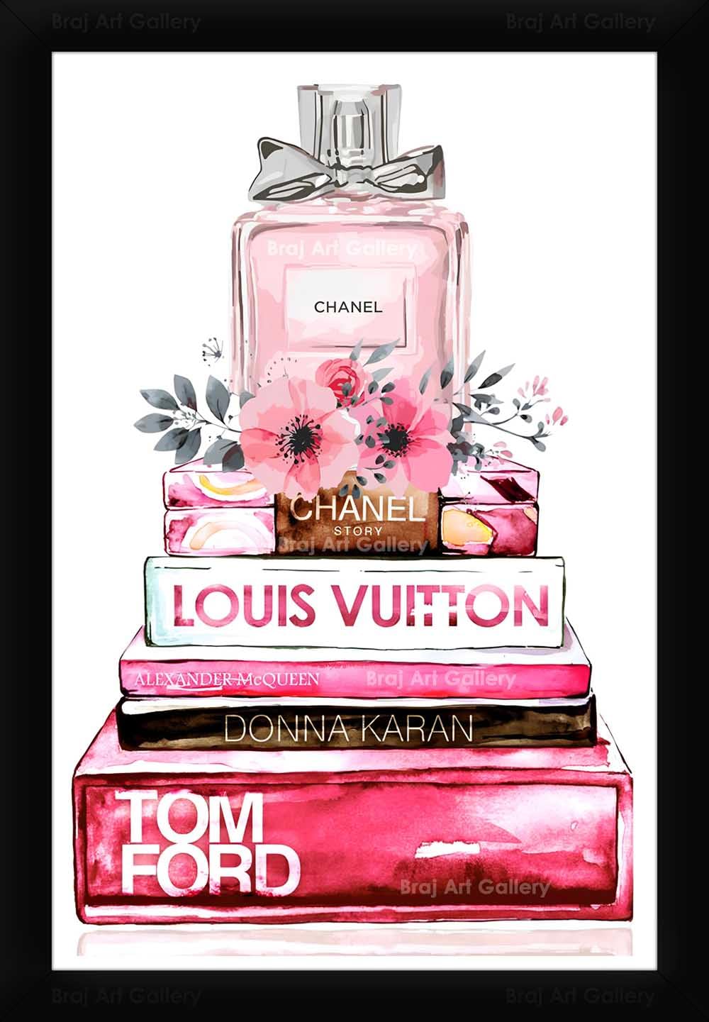 Braj Art Gallery Fashion Poster Chanel Perfume and Books Photo
