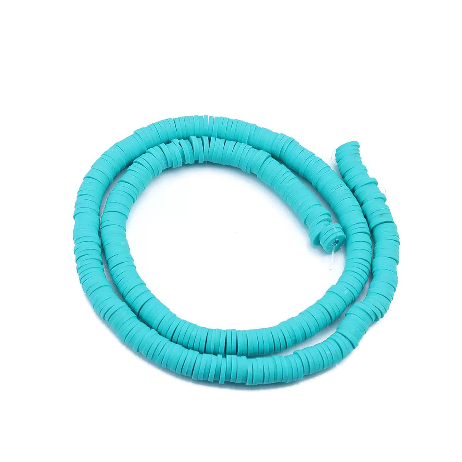 About 380-400pcs 7mm Clay Beads Flat Round Polymer Clay Spacer Beads Turquoise Handmade Rondelle Disc Slice Heishi Loose Bead Strand for DIY Jewelry Bracelet Necklace Earring Craft Making