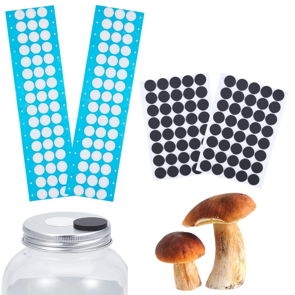 OLYCRAFT 100Pcs/2 Feuilles 20mm Autocollants en Papier Filtre Bouchons Ports D'Injection Auto Réparateurs pour Champignons avec 96Pcs 20.5mm Ports D'Injection Dispositif pour la Culture Champignons