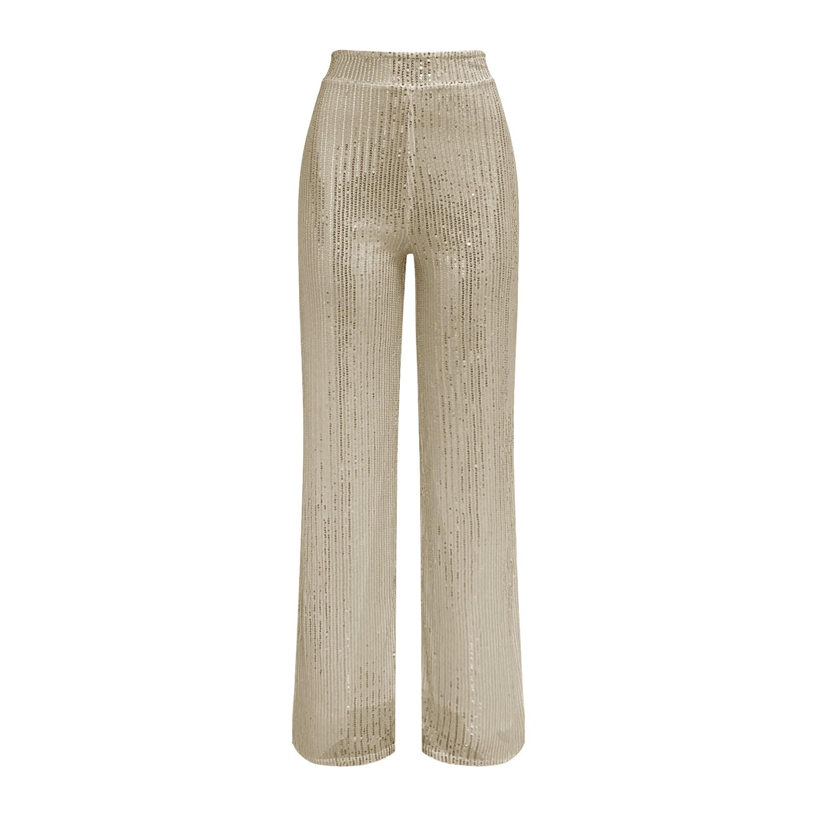 Pantalon Palazzo élégant pour femme - Pantalon évasé tendance avec taille élastique - Coupe droite - Pantalon en tissu stretch - Pantalon de loisirs tendance - Doux et confortable