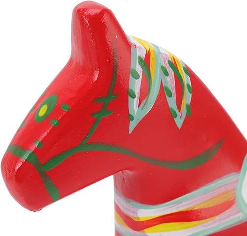 Miniatura 8 de plplaaoo Caballo Dala de madera con temática sueca naranja y rojo, 1 par de caballos suecos de madera, estatua de caballo dalecarliano de madera