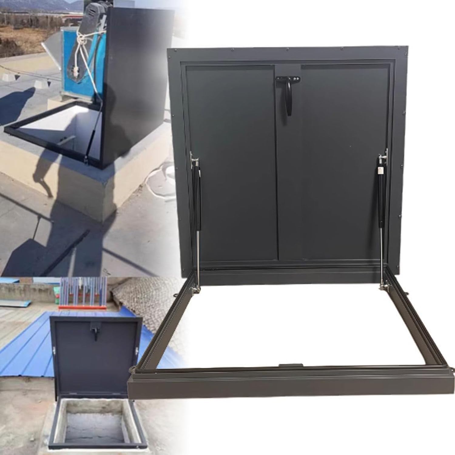 Botola Di Accesso Al Tetto Lucernario, Copertura Antipioggia Porta Di Sicurezza Resistente Alle Intemperie Botola in Acciaio Zincato Installazione Su Ponte Finestra per Tetti,85x100cm