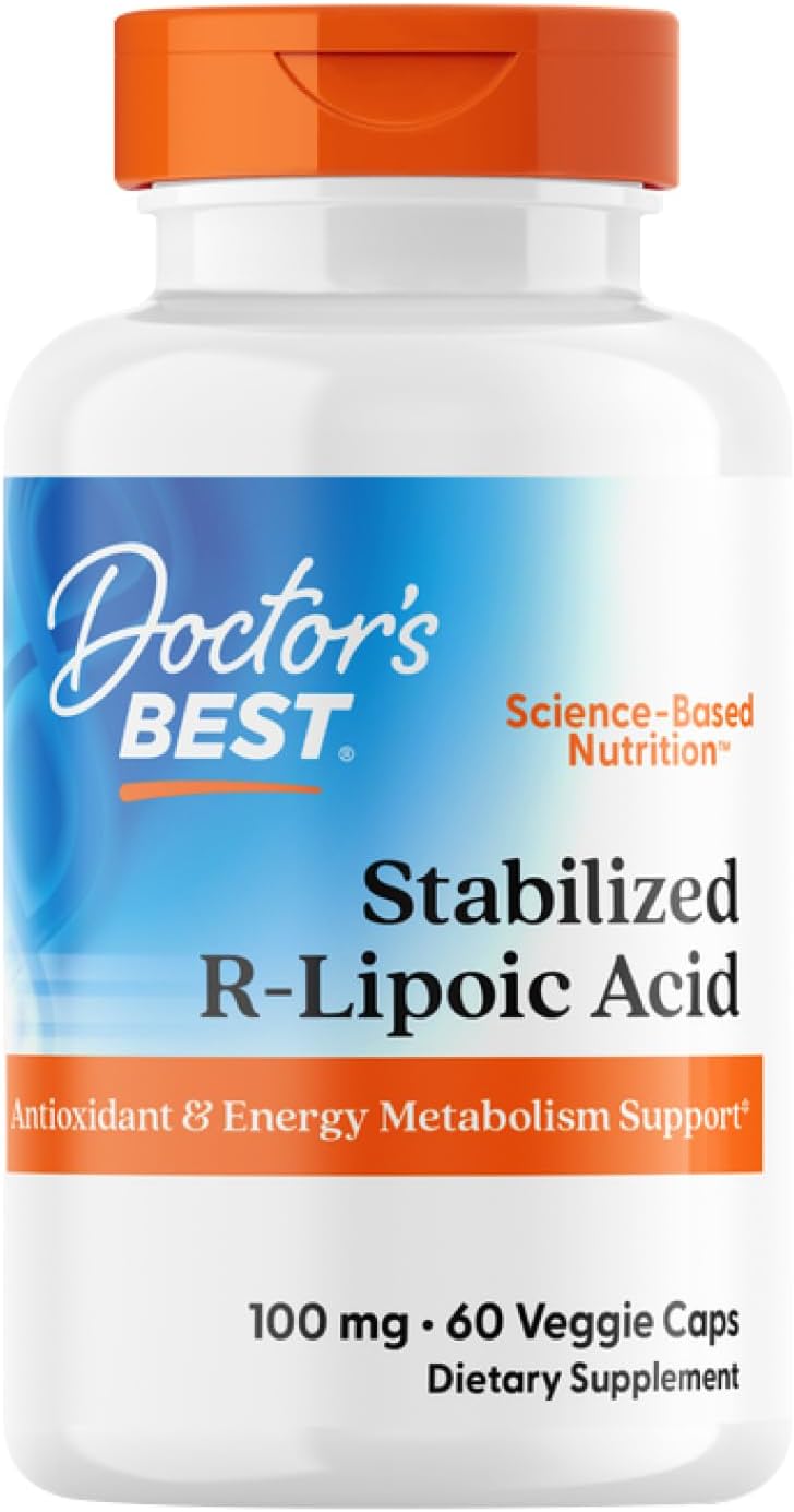 Doctor's BEST Stabilized R-Lipoic Acid Supplement 100 mg, 60 Veg Caps
