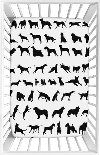 Sábana decorativa para cuna, decoración para amantes de los perros, sábana de microfibra suave y sedosa para colchón de niños pequeños, 28 x 52 x 8