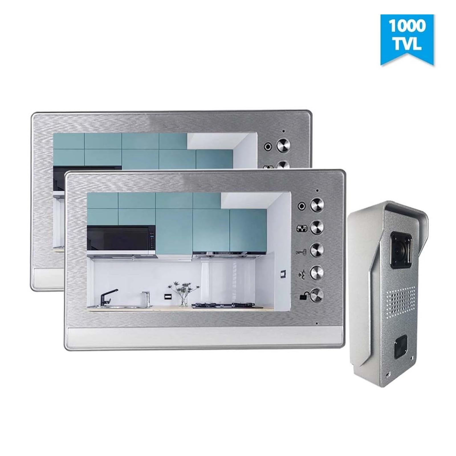 7-calowy Wideodomofon Z Zamkiem Elektrycznym Przycisk Wyjścia System Kamer 2 Monitory Odblokuj Rozmowę Dwukierunkowa Transmisja DźWięKu(2 Monitor with Lock)