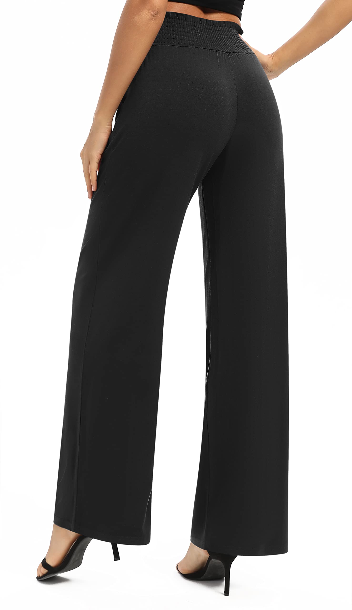 Pantalones Palazzo Pierna Ancha Elástico Cintura Yoga Mujer