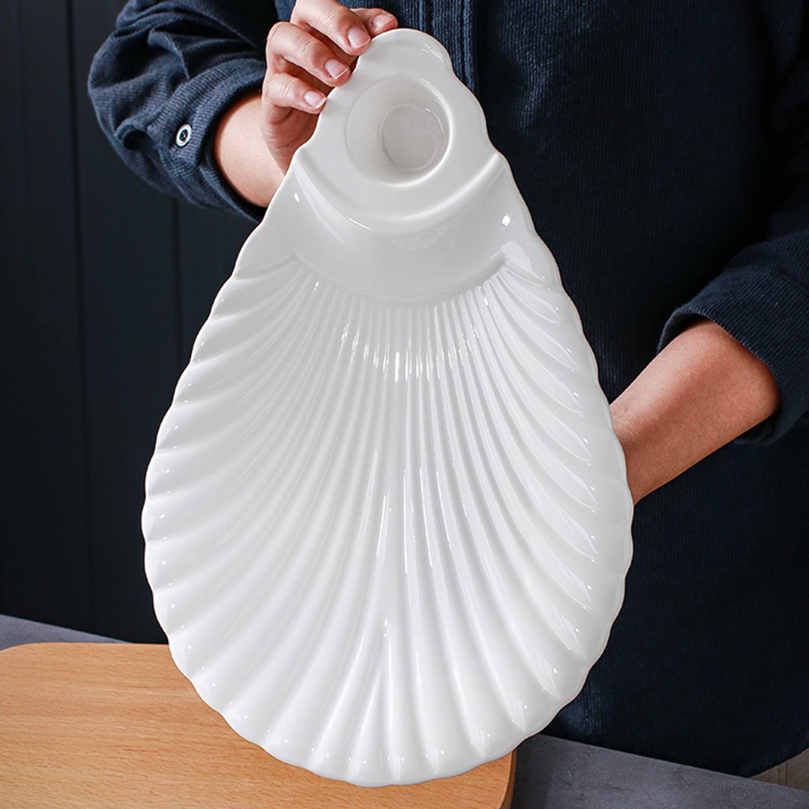 Placa De Bola De Masa Blanca, Plato Creativo con Disco De Vinagre, Vajilla para Aperitivo De Mariscos De Carne De Pato, Cerámica, 33 Cm/38 Cm/46 Cm/53 Cm(Size:46 * 30.5 * 4CM)