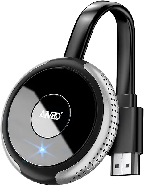 AIMIBO 4K Wireless Display Adapter, Plug and Play, 2.4G 5G HDMI Wireless Dongle for iOS Android Windows MacOS Phone Tablet Laptop to HDTV Monitor Projector, Support Airplay DLNA Miracast Silver