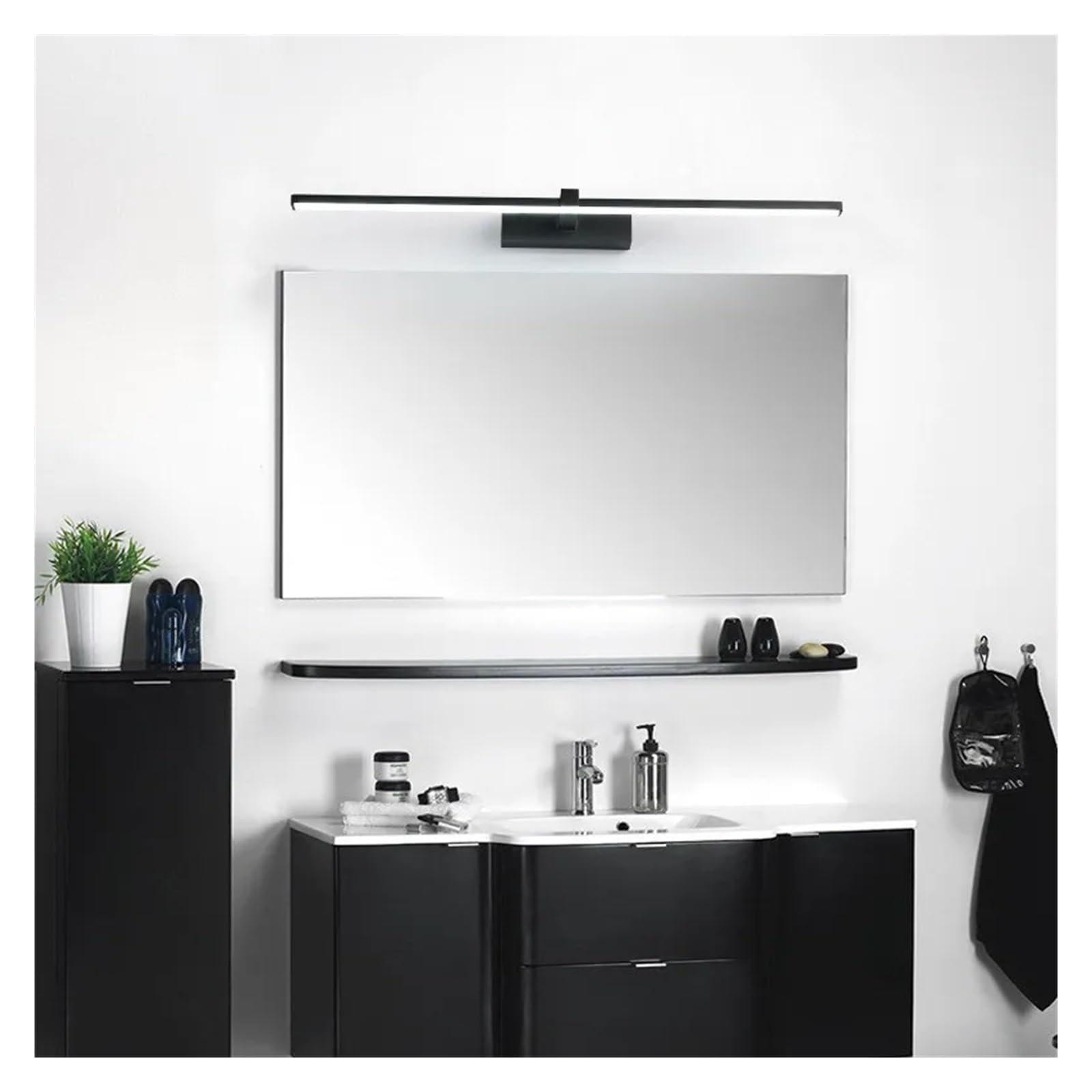 Bildlicht LED-Spiegelleuchten, Wandleuchten, Badezimmer, wasserdicht, weiß, schwarz, flache LED-Lampe, moderne Innenwandleuchte, Badezimmerbeleuchtung, Make-up Das Licht ist weich und nicht blendend(N