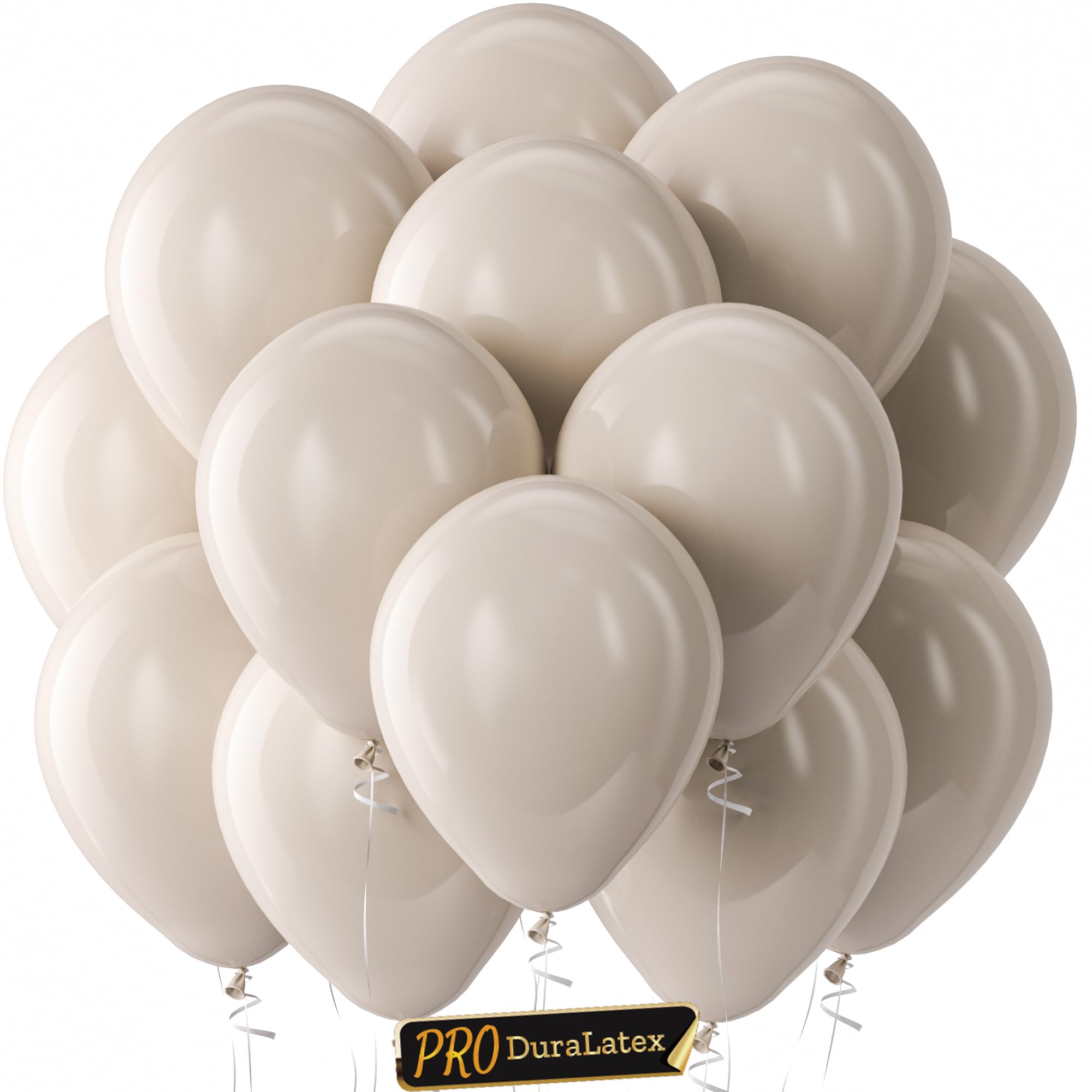 Bezente Pro Duralatex Cream Balloons - 100 Pack 12 inch Extra-Thick Helium Beige Ivory Nude Light Brown Tan Boho Neutral Balloons for Graduation Safari Theme Jungle Wedding Party Decorations