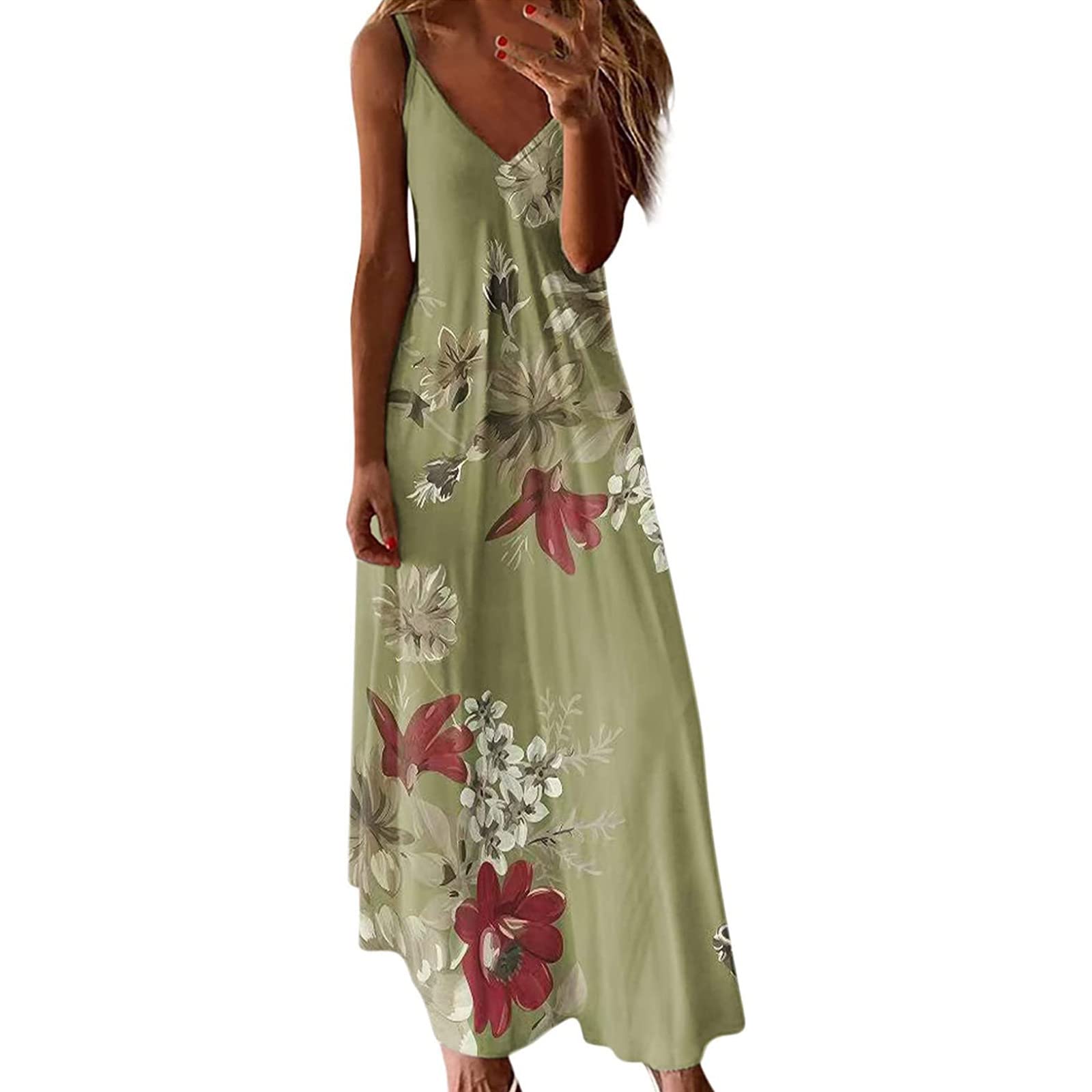 sachin and babi light blue dress Womens Summer Casual Sexy Sleeveless V Neck Long Floral Print