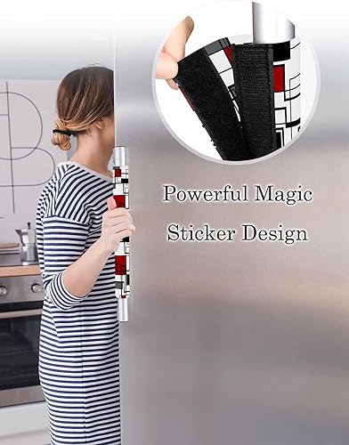 Miniatura 3 de Juego de 2 fundas para manijas de puerta de refrigerador rojo y negro para lavavajillas, microondas, horno, nevera, estufa, electrodomésticos,