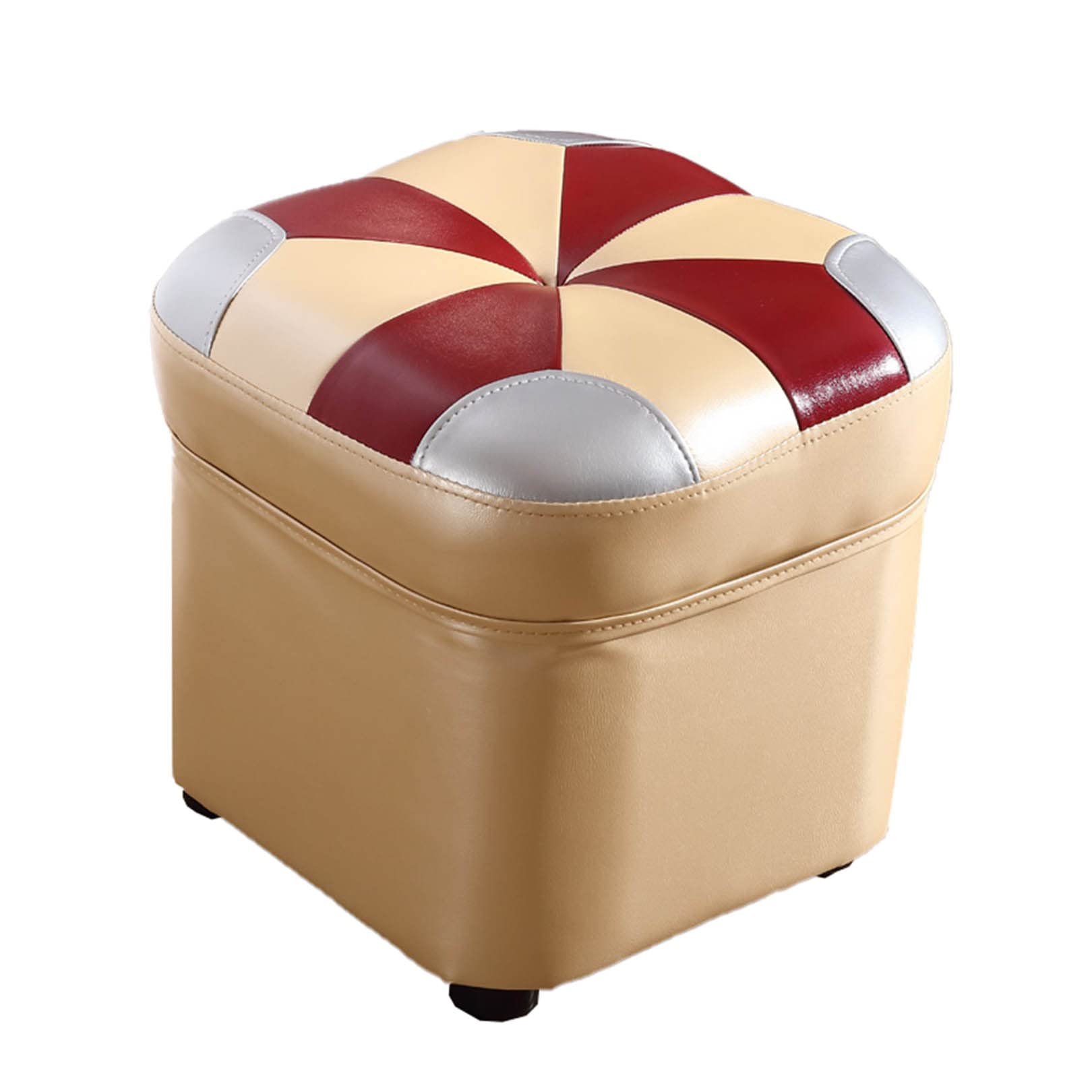 Repose-pieds tabouret bas en similicuir imperméable rembourré pour salon