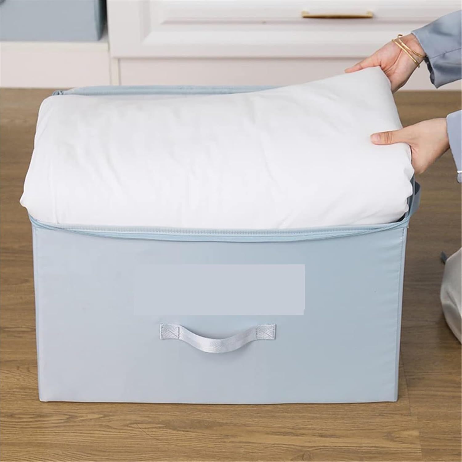 Storage Bins Clothes Quilt Storage Bag Household Underwear Bedding Storage Foldable Storage Container(Blue,40cm)