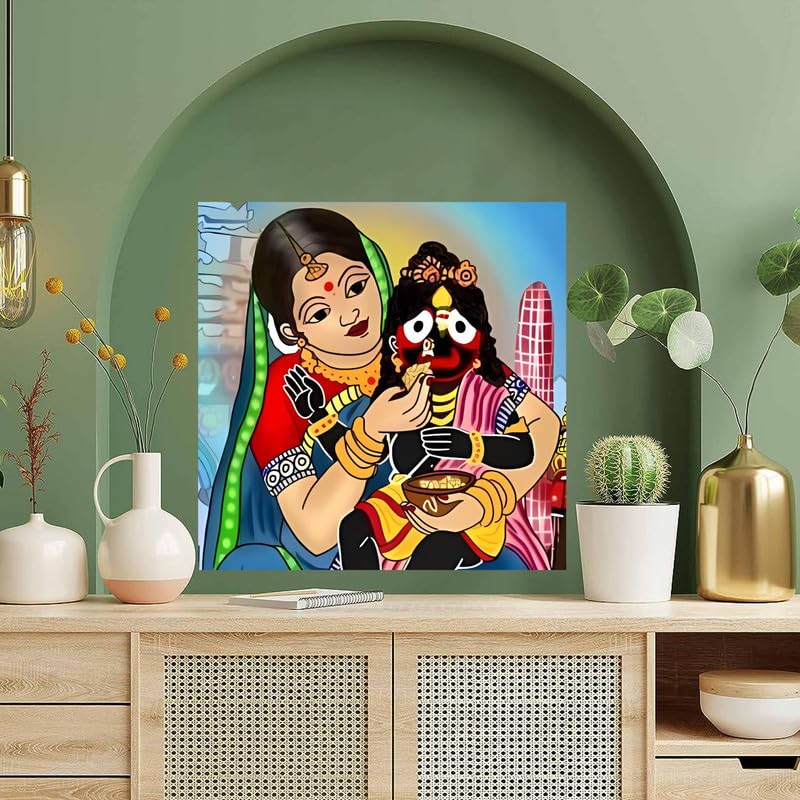 Image of British Terminal Cute little Bal Gopal Baby God Krishna| Kanha Ji | Laddu Lord Makhan Chor Painting Religious Poster for Pregnant Women for wall (matt thin vinyl,sticker,multicolor,unframed)| bj457