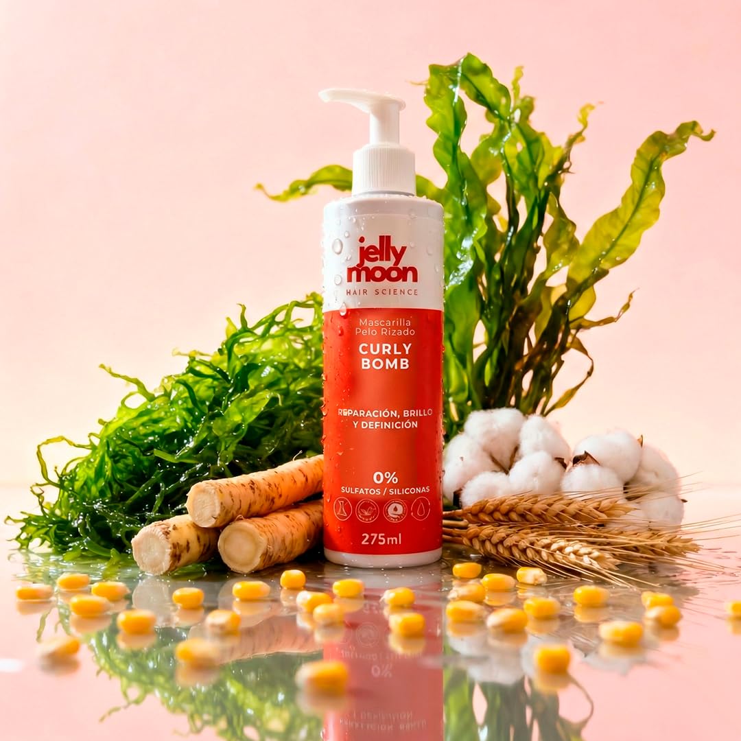 CURLYBOMB Mascarilla Intensiva Definidora para Rizos +40 | Anti-Frizz, Brillo y Reparación | Sin Sales ni Siliconas | Fórmula Vegana | 275ml