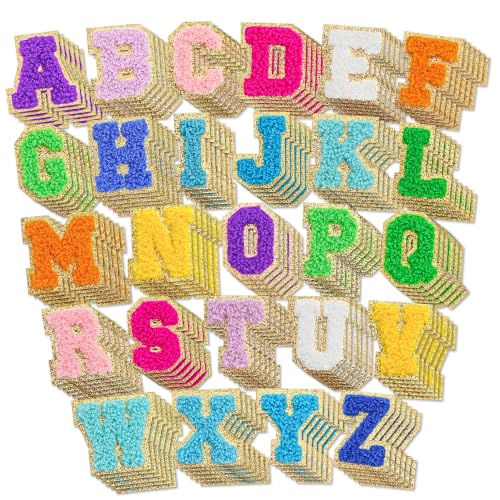 Puideon Colorful Self Adhesive Chenille Letters Patches Kit | 156PCS,No-Iron/Sew Fabric Patches,Varsity jacket feel and classic preppy style,for Clothes,Hats, DIY