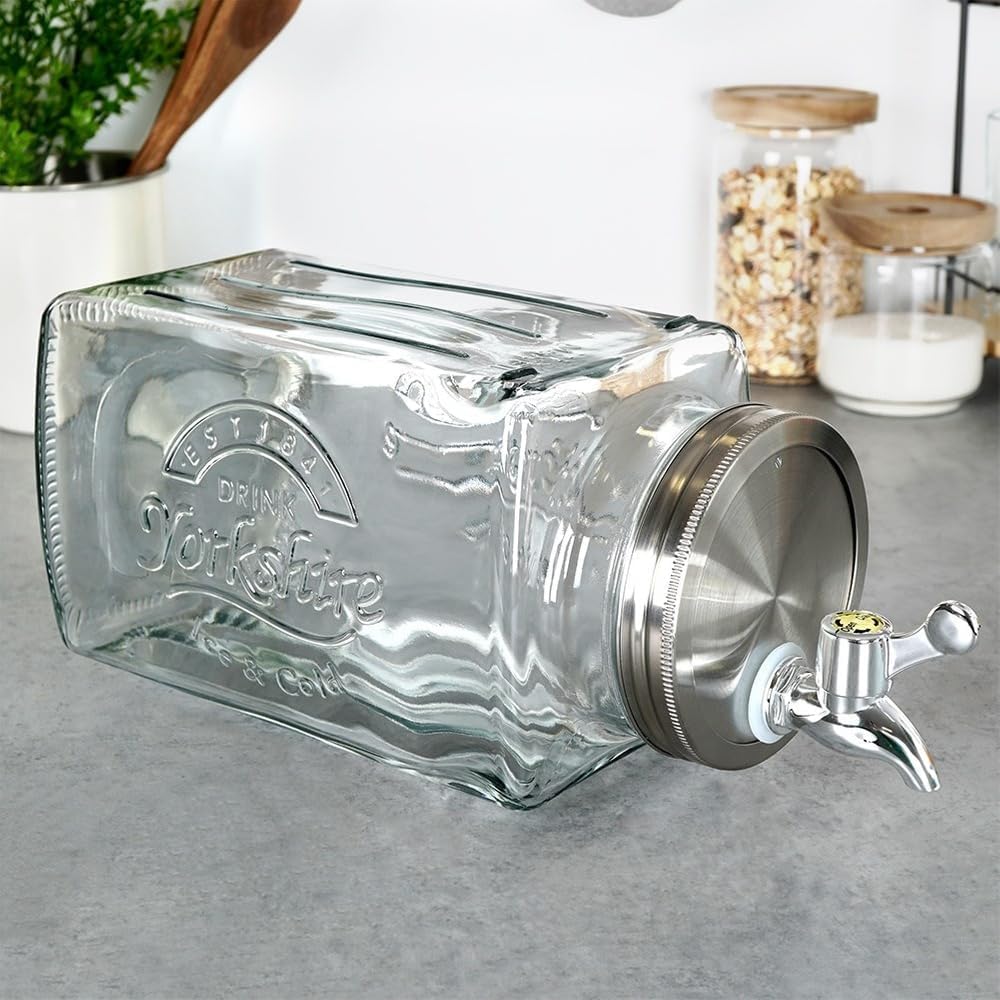 4L Drankautomaat met Tapkraan,Waterdispenser voor koelkast met grote capaciteit,Gekoelde waterfles met deksel voor gebruik thuis of buitenshuis, sappen, ijsthee, limonade, drankjes