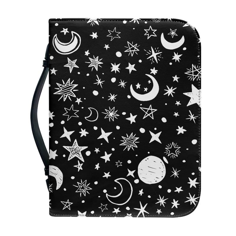 Garronmavis Moon Star Sun Planets Zippered Bible Case for Women Galaxy Outer Space Bible Cover Celestial Body Bible Holder Bags - M — image 1