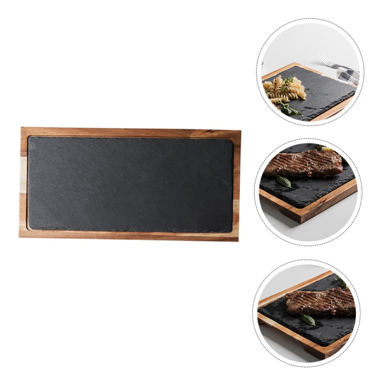 1 Pieza Bandeja De Cocina Occidental Con Servicio Bandejas Placas Para Servir Elegante Lámina Bandeja Platos Tablas De Embutidos Bandeja Decorativa Junta Negro Acacia